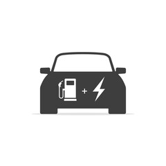 Hybrid Car icon, Vector isolated hybrid vehicle symbol