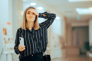 Confused Public Relation Specialist Feeling Overwhelmed and Stressed. Puzzled and worried...