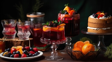 Fototapeta na wymiar fresh juice or smoothie from healthy berries. Generative AI