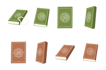 set of illustration al quran holly book 