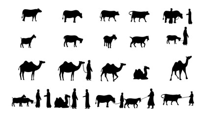 set of islamic sacrificial animal silhouette