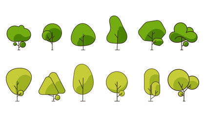 set of eco green tree illustartion
