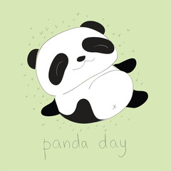 cute animal panda with bamboo  © mastoewoek