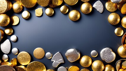 Glistening Gold Nuggets on a Dark Grey Background: A Luxurious Visual Treat