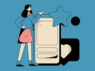 Virtual characters social communication concept business flat vector hand drawn illustration
