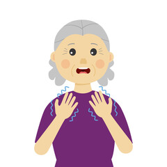 Senior woman hand tremor symptom concept vector illustration. Shivering hands from illness or cold in flat design.