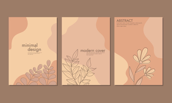 Abstract Cover Page Template. Modern cover page set background. Universal cute floral design in pastel colors applicable for notebook, planner, brochure, book, catalog.
