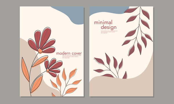 Abstract Cover Page Template. Modern cover page set background. Universal cute floral design in pastel colors applicable for notebook, planner, brochure, book, catalog.