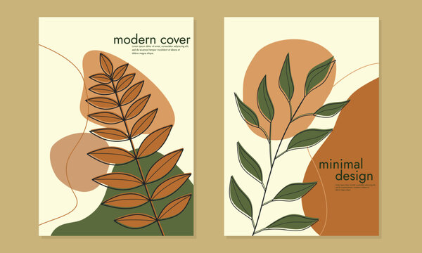Cover page templates. abstract botanical background. A4 size layout. Applies to notebooks, planners, brochures, books, catalogs. Vector design.