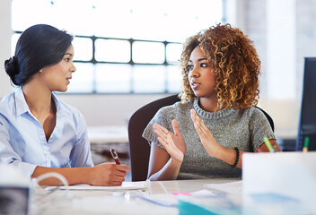 Teamwork, meeting and planning with business women in the office, talking about company strategy....