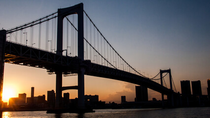 Fototapeta na wymiar Tokyo Bay Bridge silouette