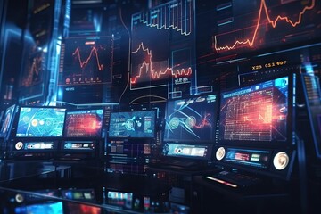 Obraz premium background with technological and analytical computer graphics, generative ai