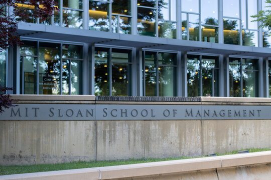 Cambridge, MA, USA - June 28, 2022: The MIT Sloan School of Management, the business school of the Massachusetts Institute of Technology, a private research university in Cambridge, Massachusetts.