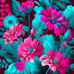 seamless background with flowers generative Ai