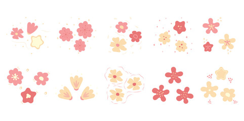 Hand Draw Flowers Illustration Set Collection