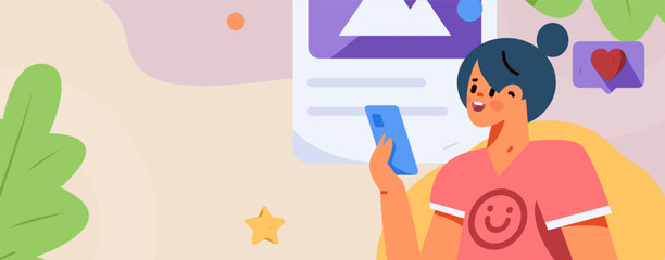 Virtual characters social communication concept business flat vector hand drawn illustration
