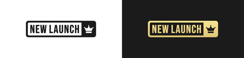 New launch label vector or New launch icon vector isolated in flat style. Best New launch label for packaging design element. New launch icon vector for your product design element.