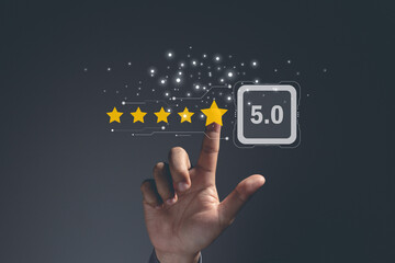 Infographics and icons rating form customer satisfaction level
