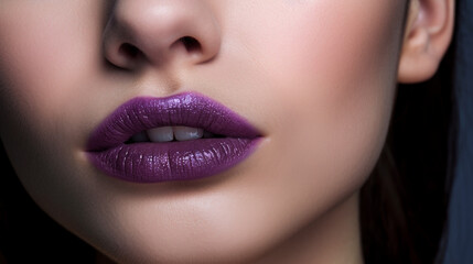Fototapeta premium close up portrait of a woman´s lips make up. Image Generative AI.