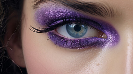 close up of eye with makeup. Fashion industry concept. Image Generative AI.