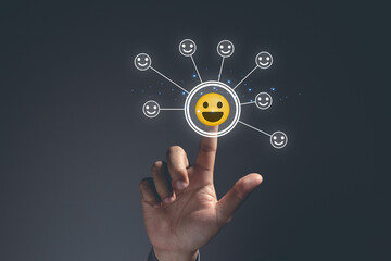 Infographics and icons rating form customer satisfaction level