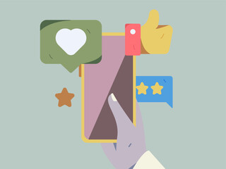 Virtual characters social communication concept business flat vector hand drawn illustration
