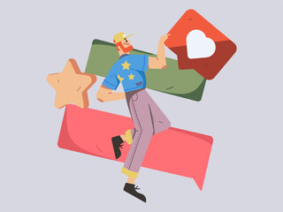 Virtual characters social communication concept business flat vector hand drawn illustration
