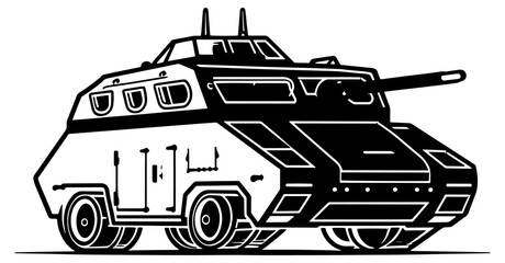 Fototapeta premium illustration of a tank, armoured fighting vehicle illustration