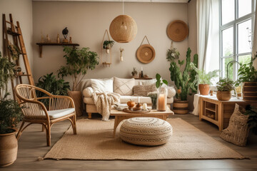 Cottagecore styled living room. High quality generative ai