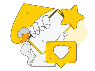 Virtual characters social communication concept business flat vector hand drawn illustration
