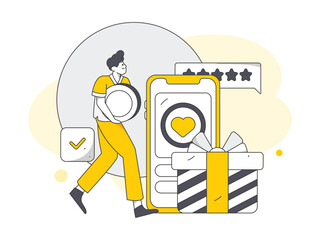 Virtual characters social communication concept business flat vector hand drawn illustration
