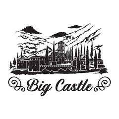 Castle house vector illustration, perfect for t shirt design and wedding venue logo design