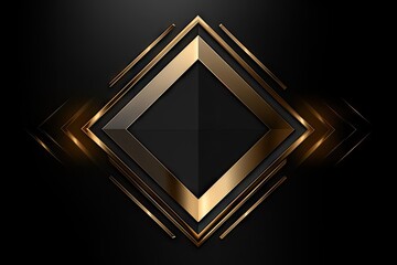 Abstract Square Icon Design with Copy Space on Black Background. Generative AI illustrations.