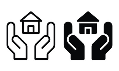 House donation icon with outline and glyph style.