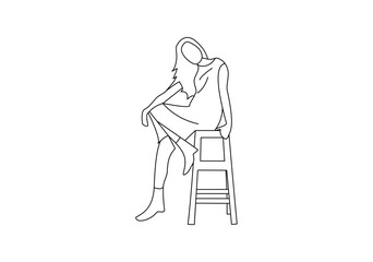sketch girl sitting on a chair
