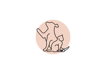 line art logo cat and dog