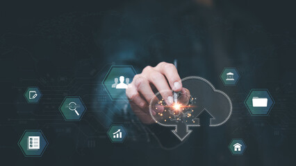 cloud computing backup technology concept,Access to server communication services,database...