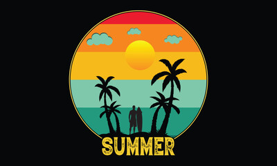 Fototapeta na wymiar Summer Paradise t-shirt design, sea beach, summer, graphics design, illustration