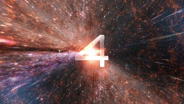Five seconds CountdownTimer with abstract space warp universe animation background.  Five to zero count down art effect counting timer abstract background.