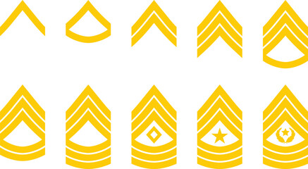 United States army rank badges symbols vector illustrations. - obrazy, fototapety, plakaty