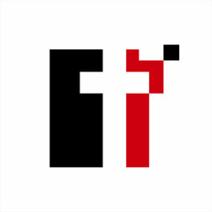 Obraz premium Simple cross logo design with pixels concept.