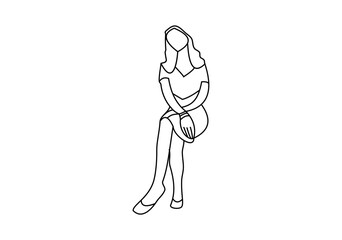 sketch sitting girl