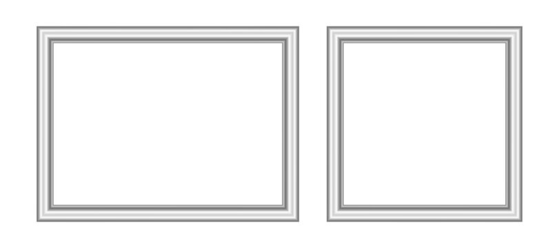 Empty Silver Metallic Grey Picture Photo Frame Isolated on White Vector Illustration