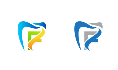 F dental logo design for healthy dental Care service.