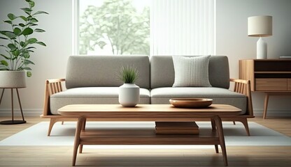 minimal living room interior design by ai generative