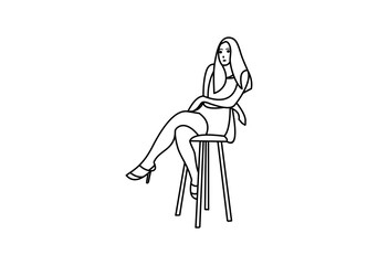 sketch of girl sitting on chair