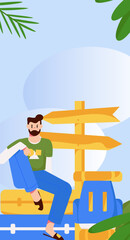 Holiday travel travel characters internet background vector hand drawn illustration
