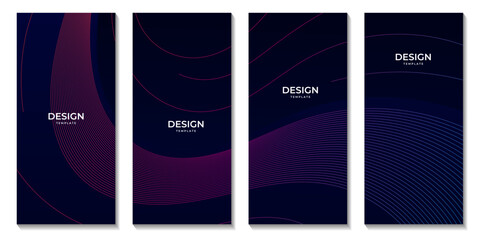 abstract brochures set dark colorful gradient background with lines vector illustration