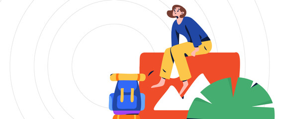 Holiday travel travel characters internet background vector hand drawn illustration
