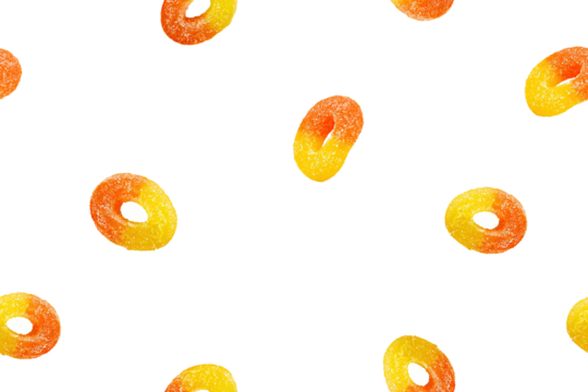 Peach Ring Seamless Pattern - Gummies - Fruit Jelly Candy - Peach Ring Gummies